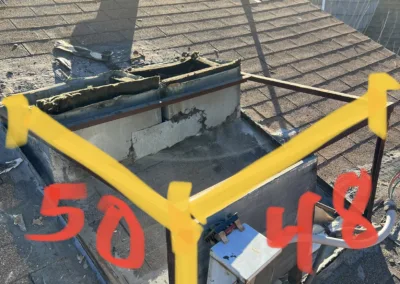 A picture of a roof with a hole in it.